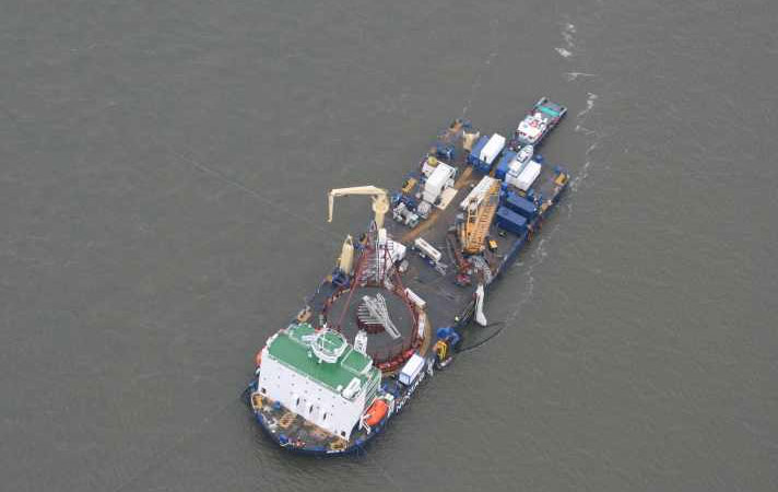 Power Cable Installation Barge from Above - Image by courtesy of NSW
